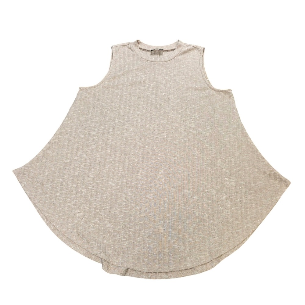 Lane Bryant Ribbed Metallic Tank Top Women's Size 14/16 (XL) Beige Sparkle Swing